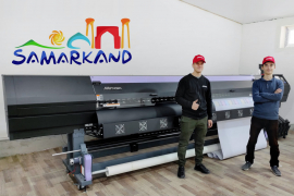 Инсталляция принтера Mimaki SWJ-320EA﻿ в компании Luxury Print (г. Самарканд)